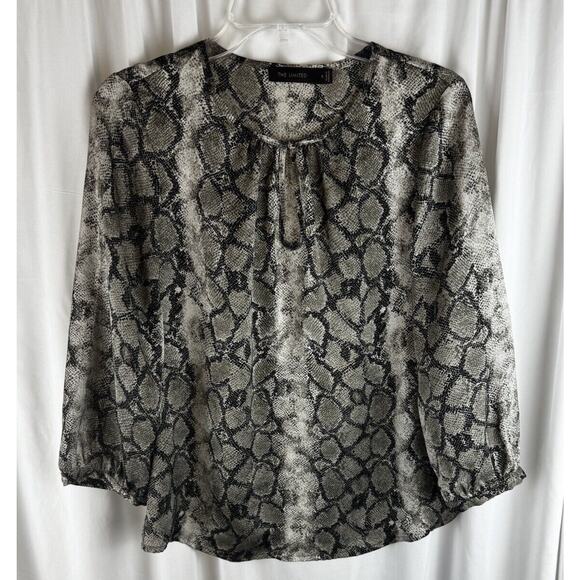 The Limited Snake Skin Print Blouse, Taupe, Black & Ivory, Sz: S - Picture 1 of 14